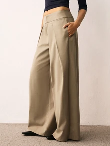 ATUI Studio Women's Solid Color Casual Daily Wear Suit Pants - Brown - View 4