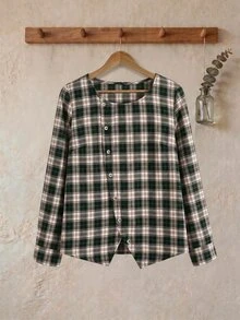 Holdful Holdful Plaid Print Button Front Blouse - Multicolor - View 5