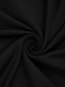 Sweetra Kaos Lengan Panjang Ukuran Besar Musim Gugur/Dingin Terbaru dengan Bahu Asimetris, Patchwork Renda, dan Pinggang Berkerut - Hitam - View 5