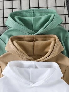 SHEIN 大童男孩字母圖案秋季運動衫 3件套 - 彩色 - 查看 6