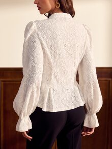 Vintamour Women's Pleated Casual Versatile Daily Wear Top - White - View 2