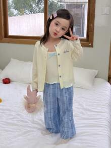 Dazy Kids Infant (Girl) Solid Color Casual Long Sleeve 3 Pieces Set Loungewear - Apricot - View 7