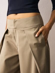 ATUI Studio Women's Solid Color Casual Daily Wear Suit Pants - Brown - View 6