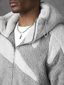 Manfinity Roughcore 2026 New Men's New Year Christmas Halloween Holiday Gift Fashion Design Minimalist Elegant Versatile Loose Long Sleeve Premium Zip-Up Multi-Color Fleece Hooded Jacket - Multicolor - View 4