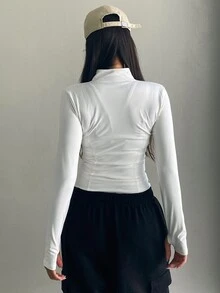 Dazy Tall Solid Zip Up Slim Fit Lightweight Jacket - White - View 2