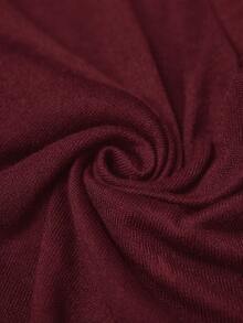Freevana Plus Size Women's Black Long Sleeve Round Neck Thermal Base Layer Top, Ruched Waist T-Shirt Autumn Business Casual Winter - Burgundy - View 12
