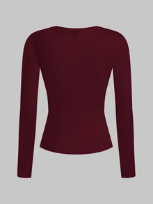 SHEIN EZwear 2件組女款素色圓領長袖休閒百搭T恤 - 彩色 - 查看 6
