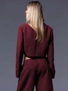 MUSERA 女用輕盈西裝外套 - 酒紅色 - 查看 5