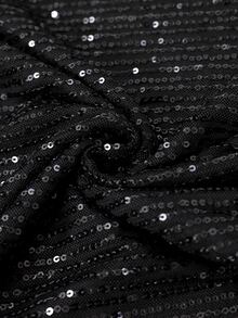 Selenza Twist Front Sequin Short Dress New Year Christmas Night Cocktail Black And Silver Fall Elegant Sexy - Black - View 4