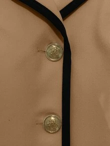 Balvessa 女款黑白對比短夾克與迷你裙套裝 - 卡其色 - 查看 5