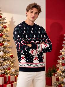 Manfinity Homme 男士秋冬聖誕雪人圓領長袖休閒寬鬆毛衣 - 彩色 - 查看 7