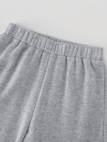 LUMIGAL Oversized Half-Zip Ruffle Hem Crop Jacket And Wide Leg Full Length Co-Ord Two Pieces Set Fall/Winter - Light Grey - View 8