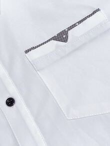 Manfinity Mode Men Polka Dot Contrast Trim Pocket Patched Shirt - White - View 5