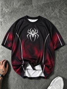 GymBeat Men's Spider Print Short Sleeve Casual Fitness Sports T-Shirt - Black - View 3