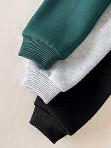 SHEIN 3pcs -Pack Hooded Sweatshirts For Baby Boys – Warm, Comfortable, And Suitable For Autumn And Winter - Multicolor - View 4