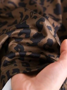 CosyJoli Plus Leopard Print Contrast Trim Tee - Multicolor - View 6