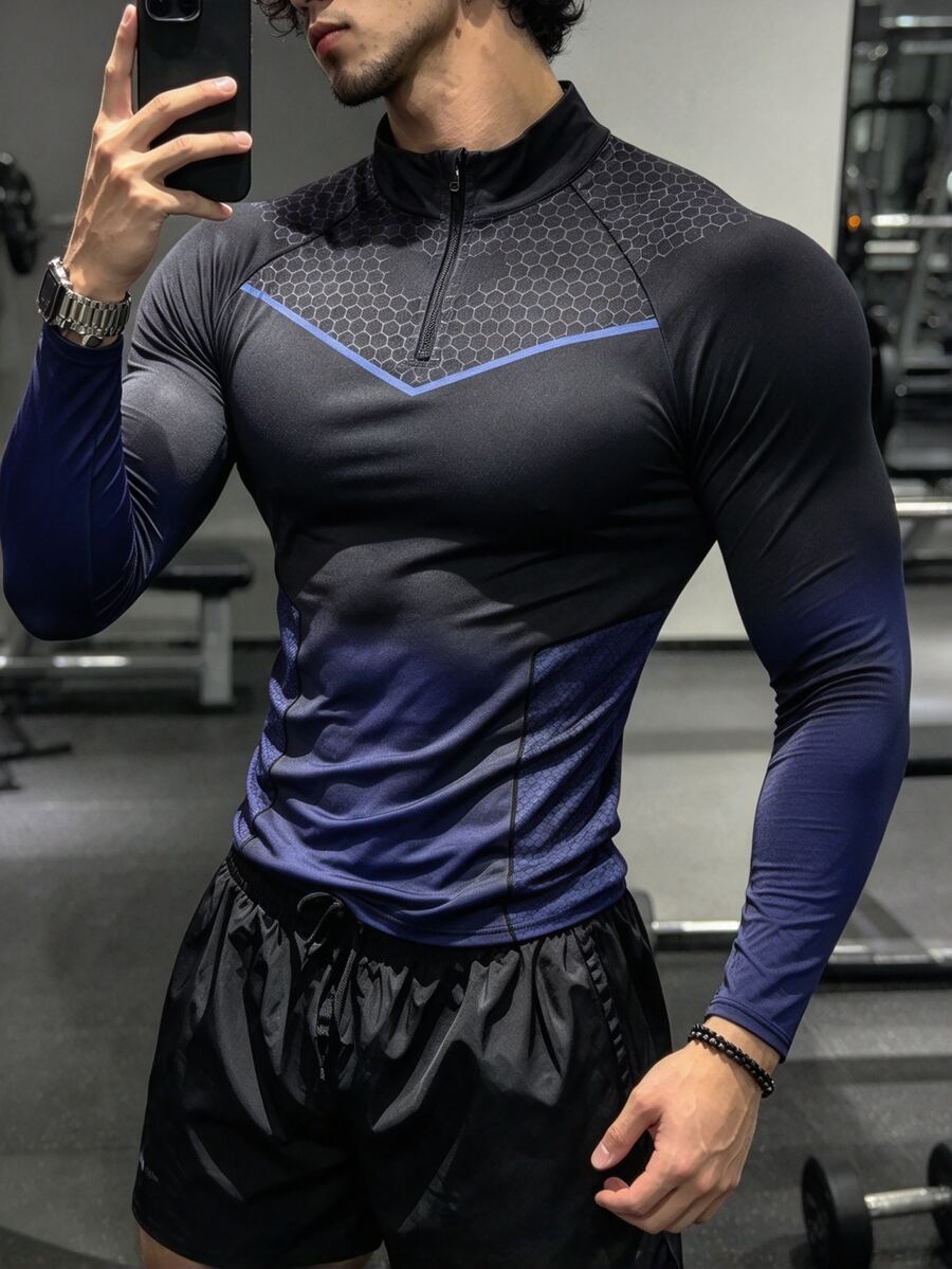 GymBeat Áo thun nam phối màu phong cách thường ngày đa năng dùng cho du lịch và thể thao - màu đen - Xem 1