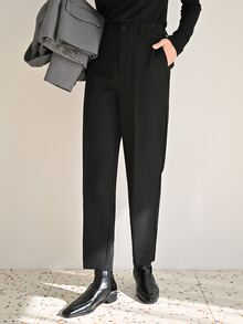 Dazy Tall Business Casual Solid Color Women's Suit Pants Fall - Black - View 8
