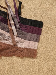 SHEIN 5件組浪漫可愛蕾絲聚攏胸罩，小胸顯大，可調節，日常穿著 - 彩色 - 查看 5