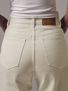 MUSERA Quần jeans denim cạp cao lưng vừa ống đứng màu trắng wash, phong cách casual, phù hợp mùa đông, đi chơi tối, tựu trường, công sở, đi làm, hẹn hò, core chic, xuân hè - trắng - Xem 6