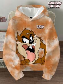 LOONEY TUNES X SHEIN Daypath 男士紮染卡通圖案連帽保暖內裡連帽衫 - 彩色 - 查看 3