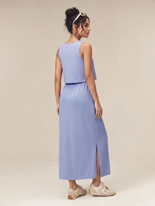 OutZeal Women Sports Jumpsuit Casual Daily Studio Bra-In Drawstring Waist Faux-Layered Dress Summer Spring - Mauve Purple - View 6