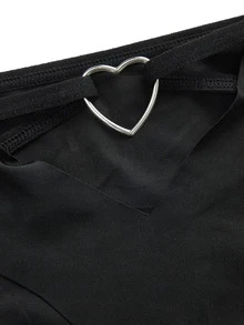 AltBold 1pc Plus Size Women Solid Color Cutout Design Thong - Black - View 3