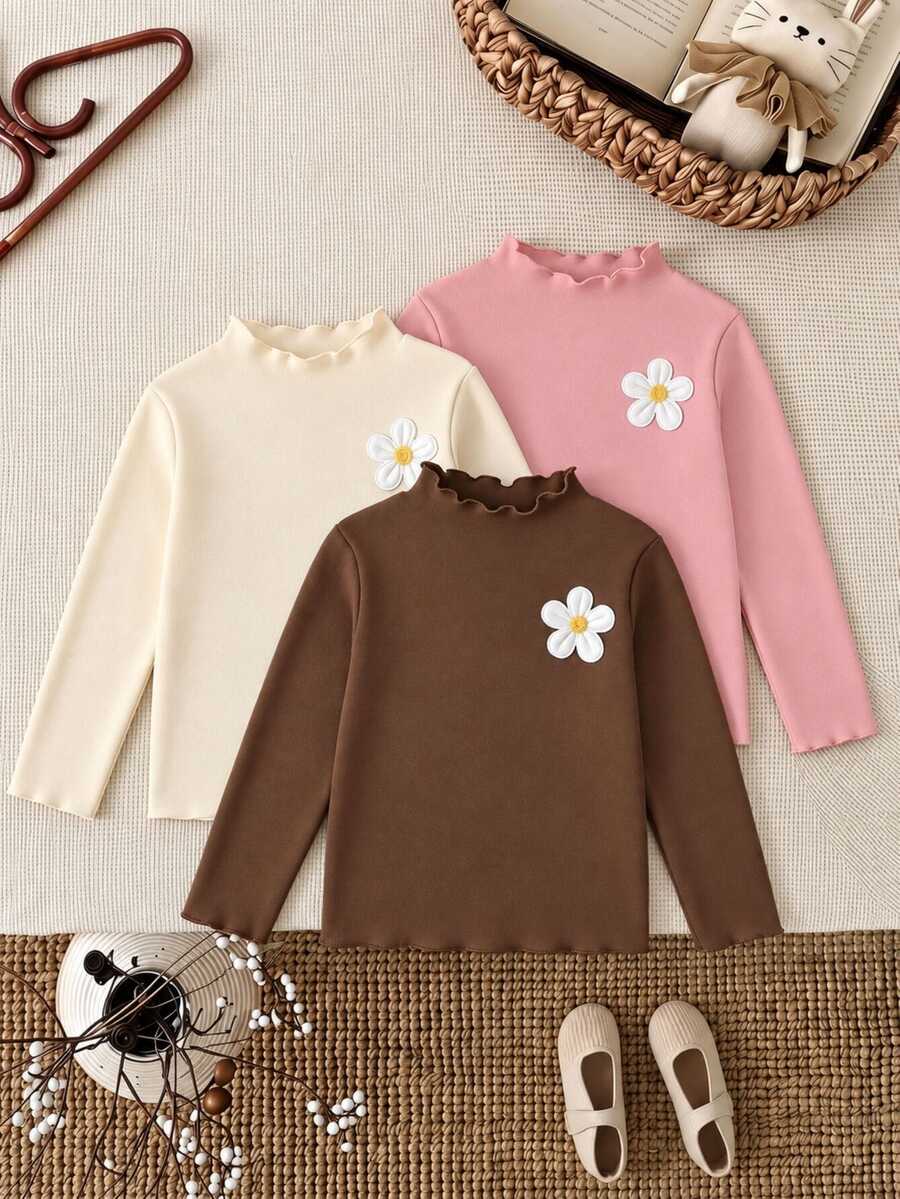 3 chiếc áo thun cho bé gái trẻ - Nhiều màu - Xem 1