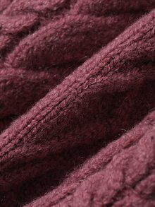 DAZY Women's Square Neck Short Cable Knit Cardigan Sweater With Bow Button - Purple - View 7