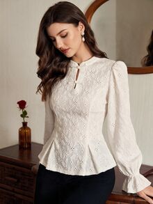 Vintamour Women's Pleated Casual Versatile Daily Wear Top - White - View 3