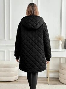 SHEIN Clasi 女款冬季保暖內裡連帽夾克 露營度假黑色休閒款 - 黑色 - 查看 5
