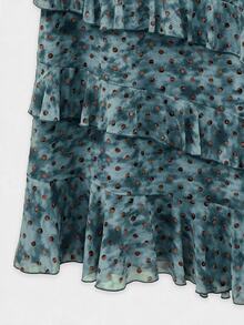 Nöista Vestido largo con cuello halter y volantes en la falda. - Neblina azul - Ver 12