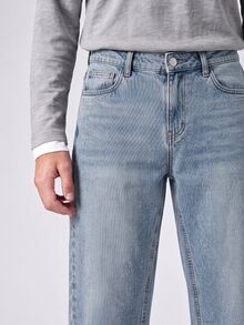 QuarKem Men's Light Wash Blue Denim Jeans Slim Straight Leg Pants - Light Wash - View 6