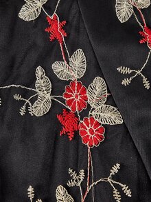 Skyraze 優雅白色花卉無肩帶刺繡洋裝，修身A字版型，夏季度假婚禮賓客禮服，女性畢業派對穿搭 - 黑色 - 查看 3