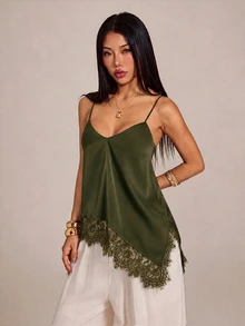 SHEIN PETITE 女士背心 - 軍綠色 - 查看 4