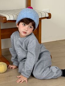 Dazy Kids Infant (Boy) Solid Color Casual Long Sleeve Bodysuit - Grey - View 5