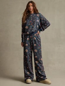 WESTFADE Floral Print Sweatpants, Fall, Autumn Clothes, Winter Outfit, Cowgirl, Western, Country, Casual, Lounge, Boho, Cute - Multicolor - View 3