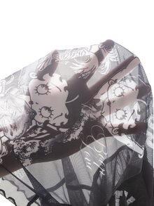 Betty Boop x SHEIN Women's Letter Cartoon Print Casual Daily Wear Top - Black - View 9