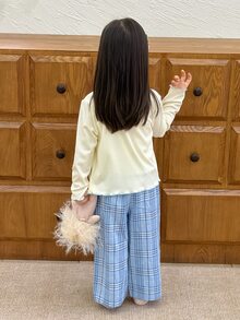 Dazy Kids Infant (Girl) Solid Color Casual Long Sleeve 3 Pieces Set Loungewear - Apricot - View 2