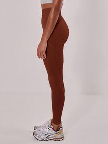 Musera Sport 羅紋腰頭無縫緊身褲 夏季度假 Ibiza 海灘穿搭 Padel 網球 皮克球 健身房 健身 瑜伽 皮拉提斯 日常休閒 - 可可 - 查看 3