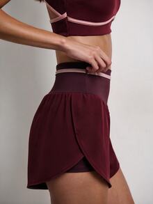 Nöista Women's Colorblock Casual Daily Travel Sports Shorts - Burgundy - View 5