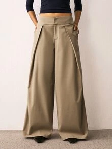 ATUI Studio Women's Solid Color Casual Daily Wear Suit Pants - Brown - View 5