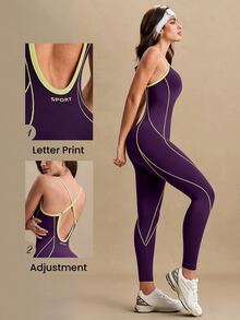 Glamine Women's Seamless Criss-Cross Back Jumpsuit, Sports - Multicolor - View 2