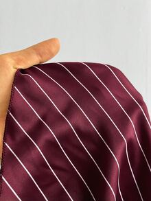 Mawevolt Plus Size Women's Button Striped Vest Jacket And Loose Long Pants Suit Set - Burgundy - View 8