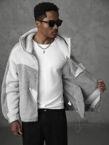 Manfinity Roughcore 2026 New Men's New Year Christmas Halloween Holiday Gift Fashion Design Minimalist Elegant Versatile Loose Long Sleeve Premium Zip-Up Multi-Color Fleece Hooded Jacket - Multicolor - View 9