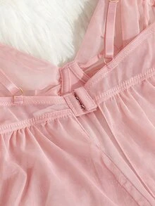 SHEIN 女款網紗鋼圈薄罩杯性感內衣套裝 情人節款 - 粉色 - 查看 5