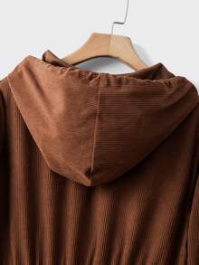GlowEve CURVE Gaun Wanita Lengan Panjang Berkerudung dengan Resleting, Warna Polos, Musim Gugur/Dingin - Coklat - View 4