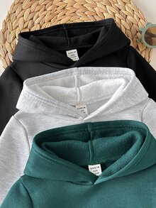 SHEIN 3pcs -Pack Hooded Sweatshirts For Baby Boys – Warm, Comfortable, And Suitable For Autumn And Winter - Multicolor - View 3