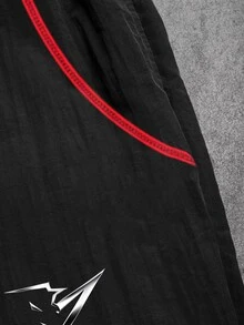 Sport MetroGents Men's Geometric Print Drawstring Waist Loose Fit Sports Pants - Black - View 3