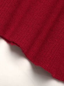 SHEIN Tween Girl 秋冬優雅可愛紅色3D針織套頭洋裝，適合日常穿著、秋冬外出、聖誕紅色洋裝 - 紅色 - 查看 7